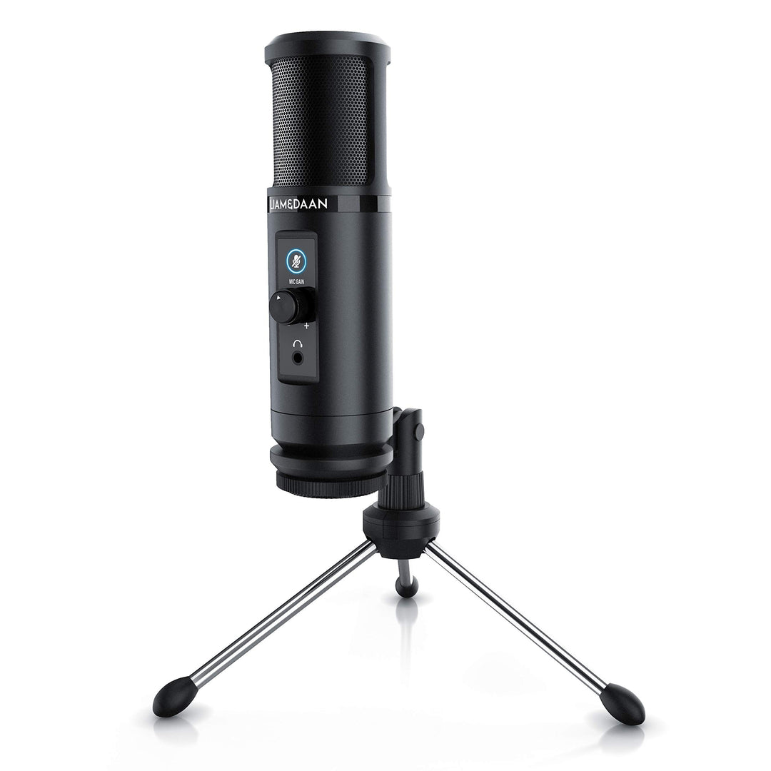 CSL - USB Mikrofon Kondensatormikrofon - PC Mikrofon mit Monitorfunktion – 192 kHz - Mikrofonständer