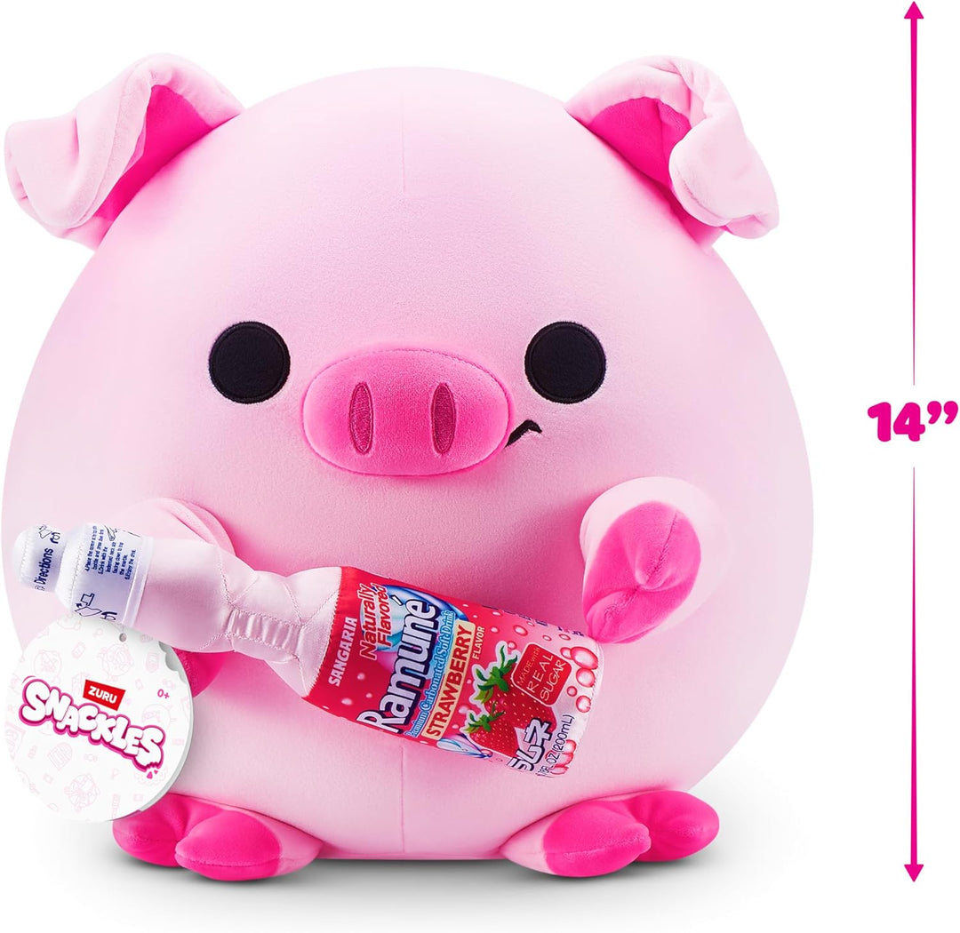 Snackles-CORE Licensed-Series 3-Plush 14" Piggy with Sangaria Strawberry Ramune ANNA, ANNA