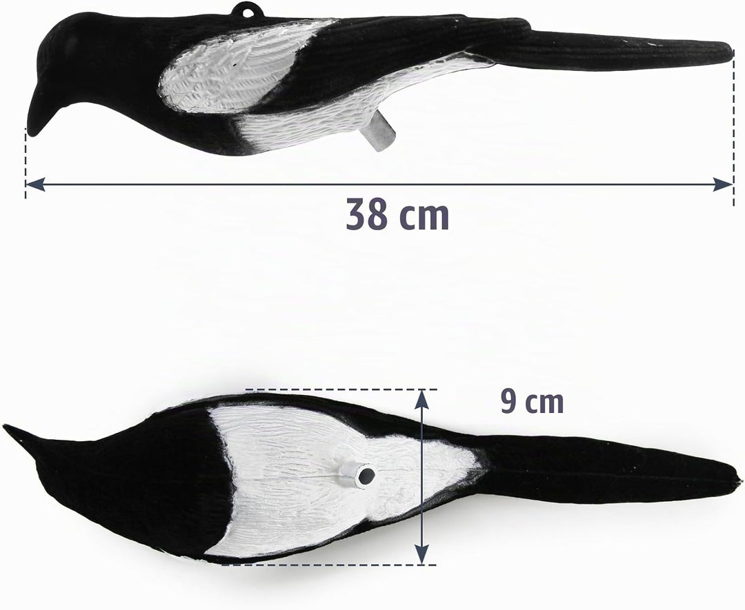 VicBre 2 Stück Künstliche Elster Lockvögel beflockte Köder Magpie Decoy | Künstliche realistische el