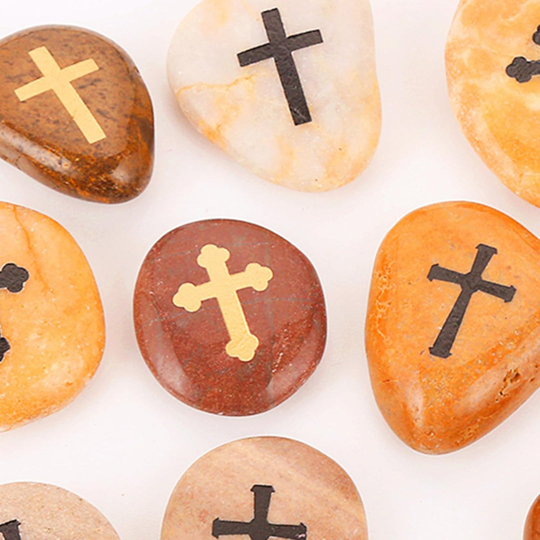 ROCKIMPACT 12 Kreuz Steine mit Kreuz Glück Gravierte Steine Gravur Inspirierende Ermutigung Dankbark