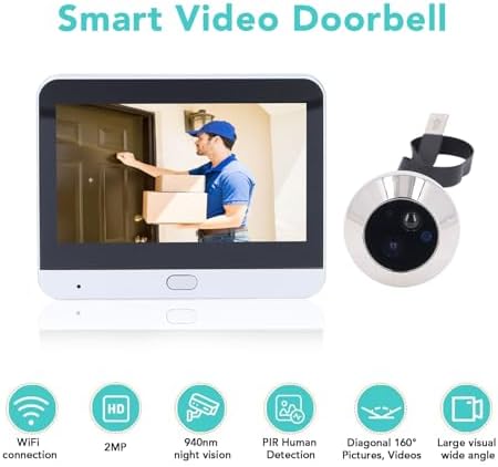 ASHATA 2MP 1080P Digitaler Türspion für die Sicherheit zu Hause, 160-Grad-Türspionkamera mit 4,3-Zol