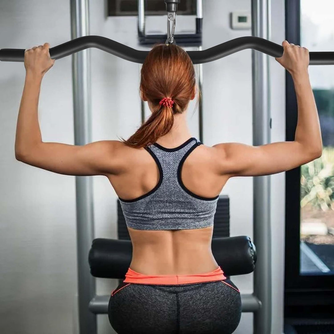 Latzugstange 80 cm, Bizeps Stange Schwarz, Trizeps Stange, Zugstange Fitness mit Drehgelenk für Zuha