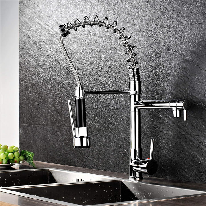 Gastro Profi Spültisch Küche Armatur Mischbatterie Wasserhahn Brause Spiralfeder Ausziehbar Glanz/Ch