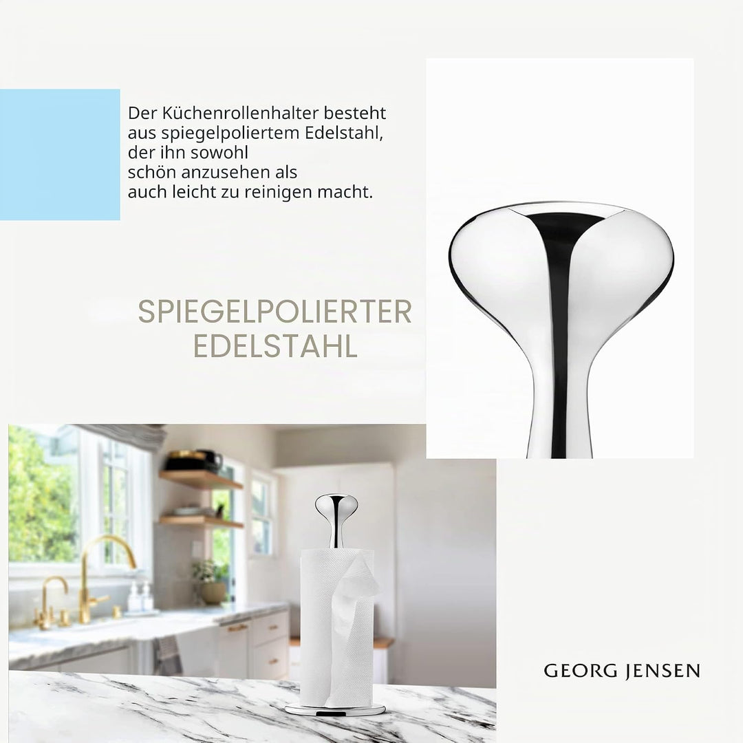 Georg Jensen Küchenrollenhalter Alfredo, 15cm, Poliertem Edelstahl Silber, Silber