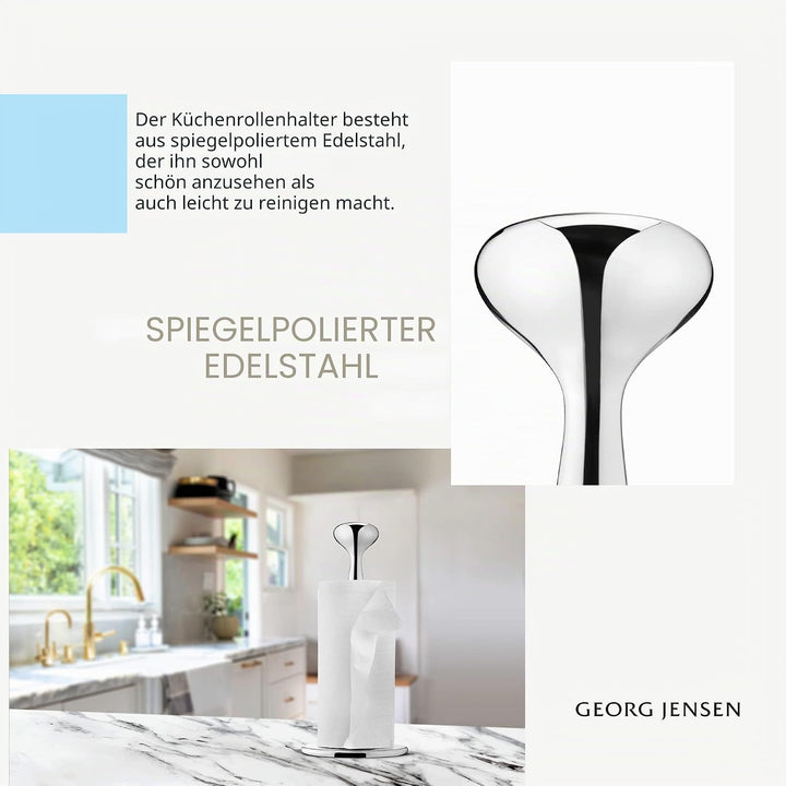 Georg Jensen Küchenrollenhalter Alfredo, 15cm, Poliertem Edelstahl Silber, Silber