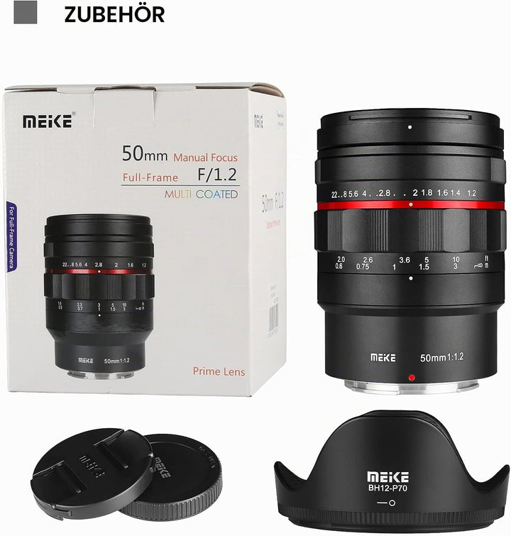 Meike MK-50 mm F1.2 grosse Blende Vollrahmen manueller Fokus Fixobjektiv für Z-Mount Z5 Z6 Z7 Z50