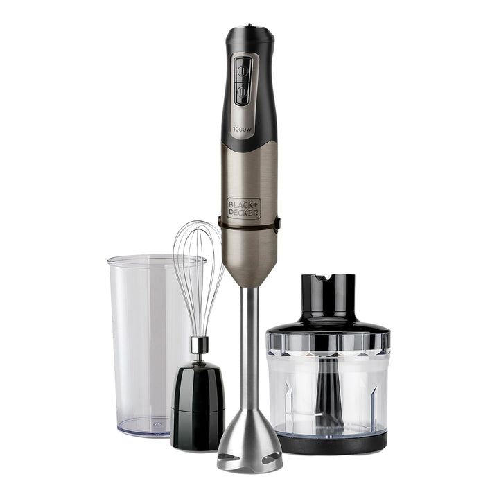 BLACK+DECKER Stabmixer BXHBA1000E - Handmixer - 1000 Watt - 4 Zubehörteile - 20 Modi 1000W 3
