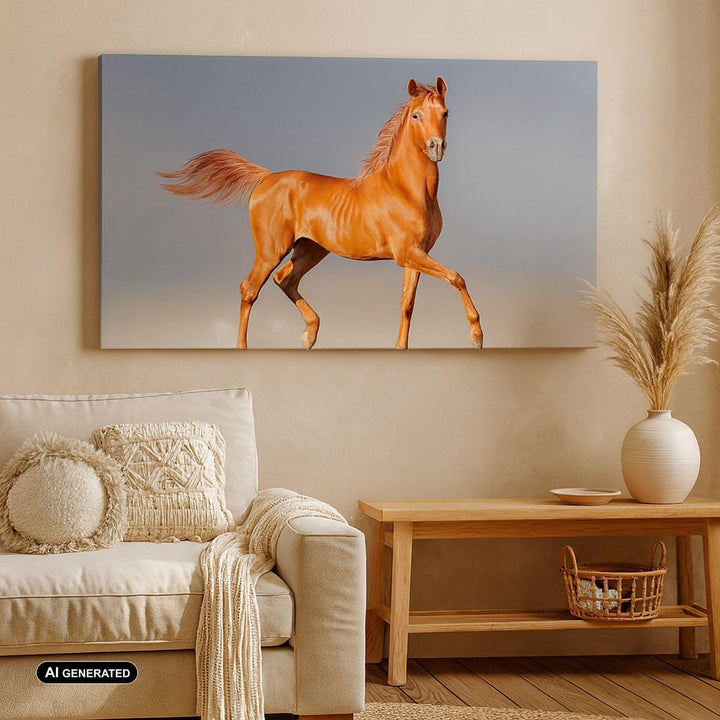 ARTTOR Bilder auf Leinwand Tiere Pferd Galopp Geschwindigkeit Leinwandbild 90x30cm Wandbilder Dekora