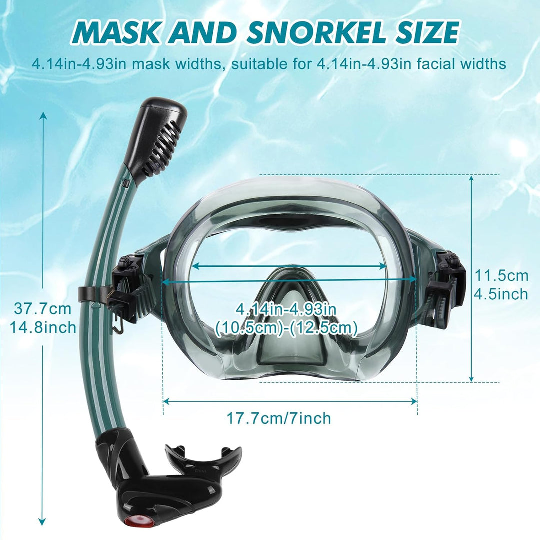Schnorchelset Erwachsene mit Flossen, Anti-Fog Panorama-Weitblick Taucherbrille, Premium Dry Schnorc