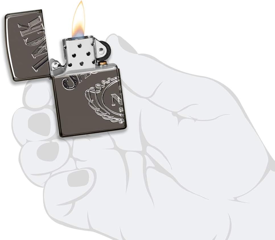 Zippo Armor Jack Daniels High Polish Black Ice Pocket Lighter Feuerzeug, schwarz, Einheitsgrösse, Sc