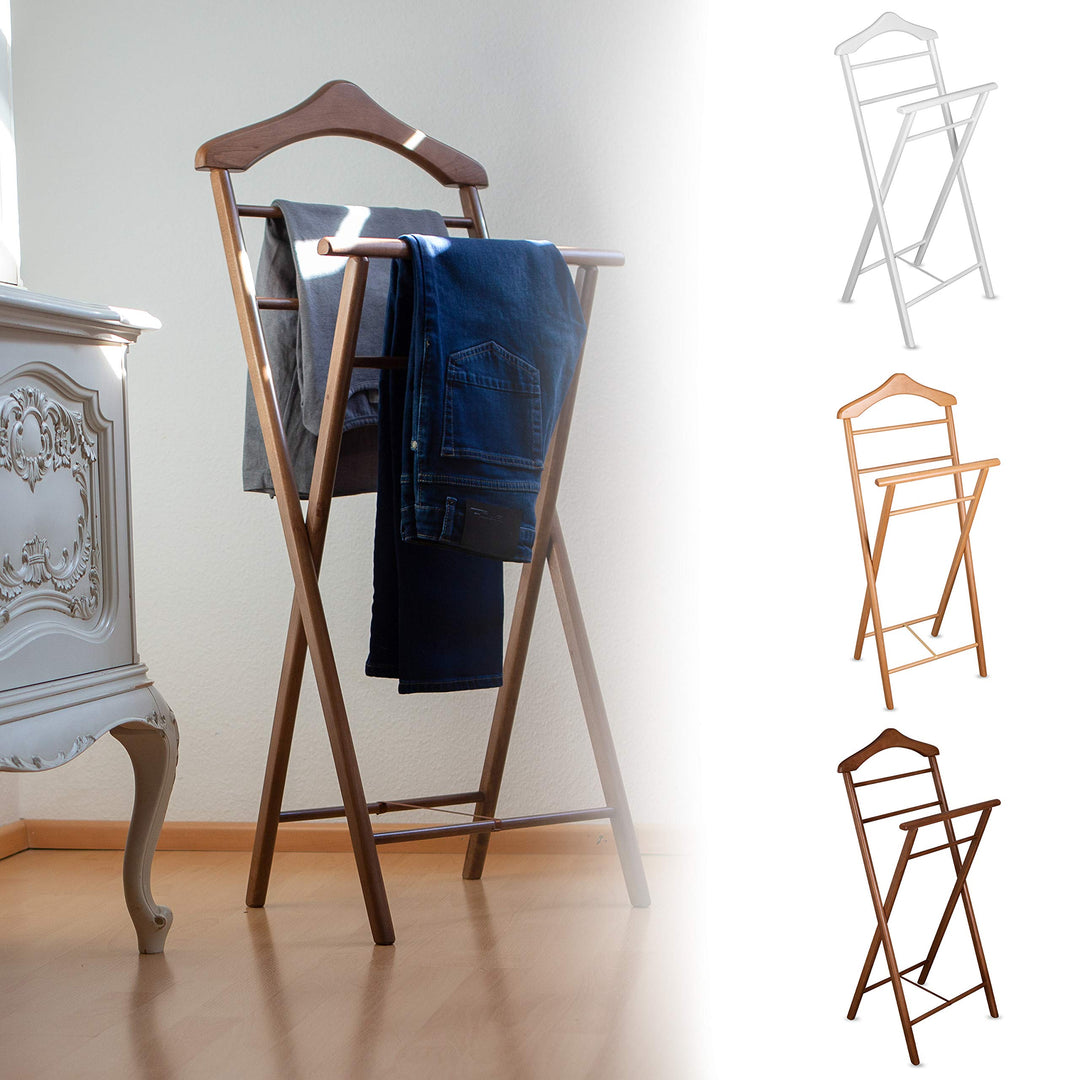 Herrendiener aus Massivholz in 3 Farben – 3er Set fertig montierter Kleiderbutler & Stummer Diener –