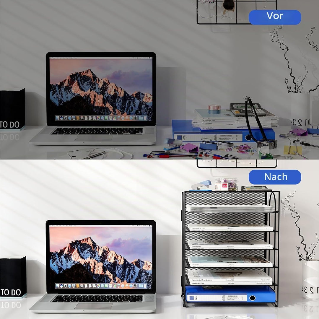 EasyPAG 6 Fächer A4 Metall Büro Schreibtisch Organizer Dokumentenhalter Aktenablage Zeitschriftenhal