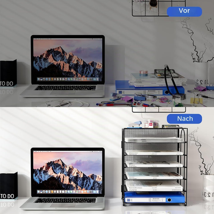EasyPAG 6 Fächer A4 Metall Büro Schreibtisch Organizer Dokumentenhalter Aktenablage Zeitschriftenhal