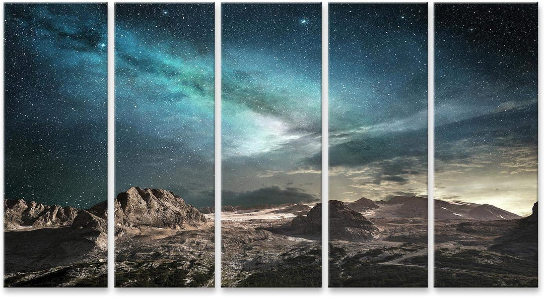 islandburner Bild Bilder auf Leinwand Milchstrasse im Morgengrauen auf einer Berglandschaft Wandbild