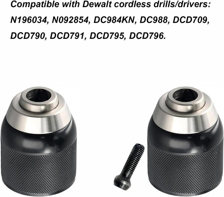 TOP-MAX Ersatzbohrfutter kompatibel mit Dewalt Akku-Bohrschraubern: N196034, N092854, DC984KN, DC988