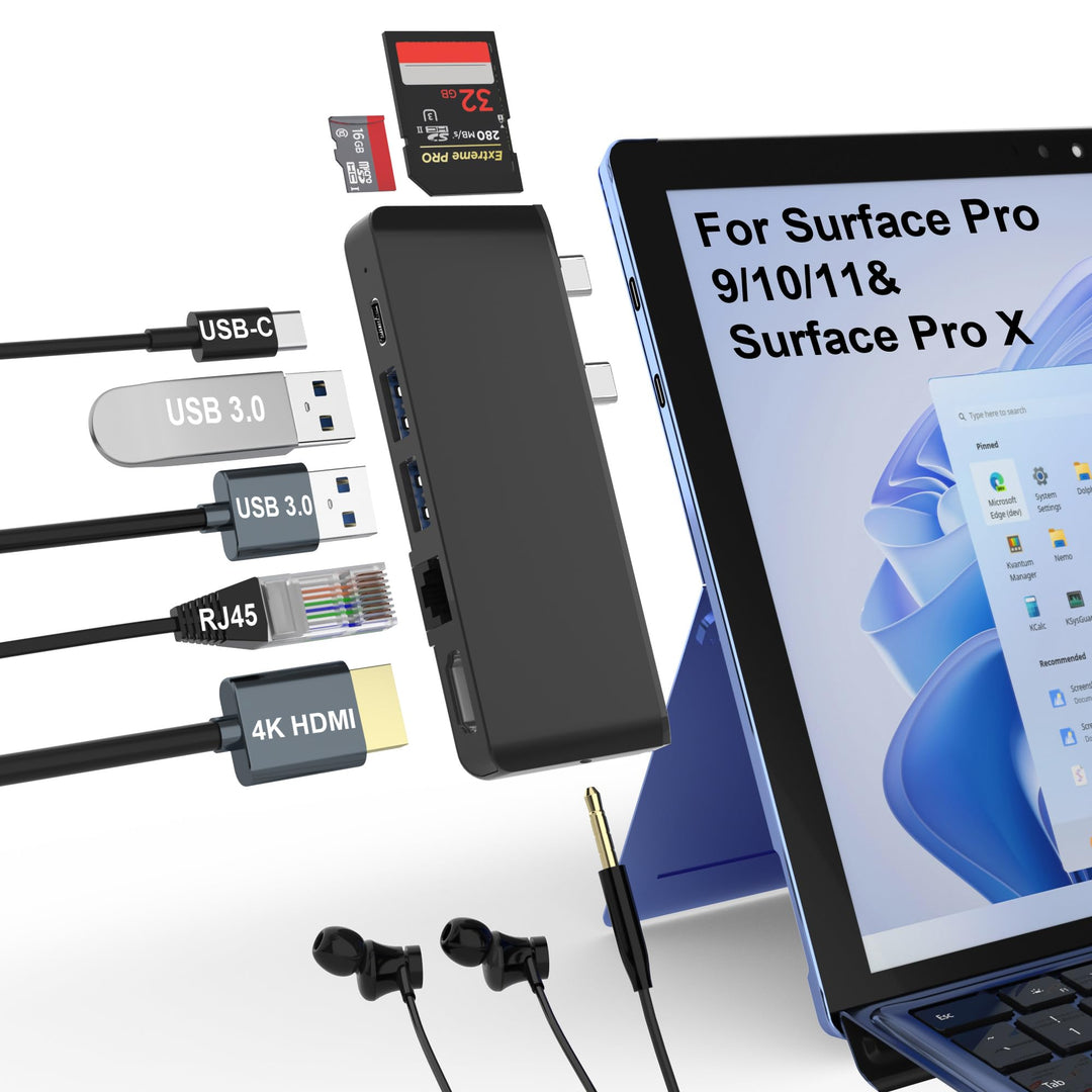 Surface Pro 9 Docking Station mit 4K HDMI,USB-C Thunderbolt 4 (Display+Daten+PD),100 Mbps Ethernet,3