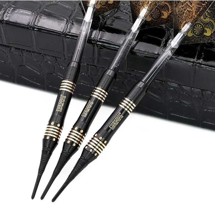 Cuesoul 16 Grams Deluxe Soft Tip Darts Set with Luxury Case（Black Scorpion Series） HX-STL-B2303+D604