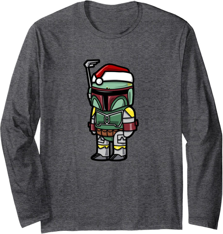 Star Wars Boba Fett Santa Hat Cartoon Style Christmas Langarmshirt