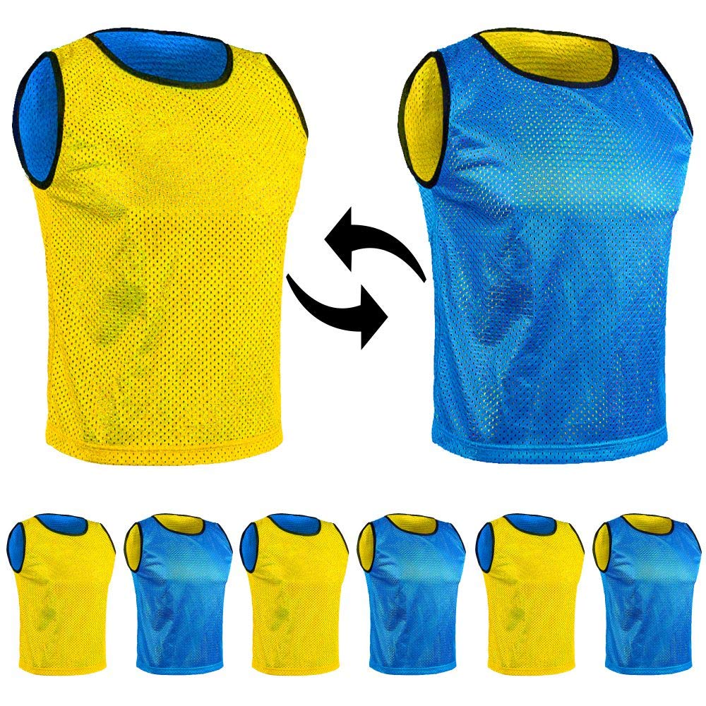 SPORTSBIBS 6X Fussball Leibchen für Kinder und Erwachsene - Set von 6 Stück - Wendeleibchen 2-Farbig