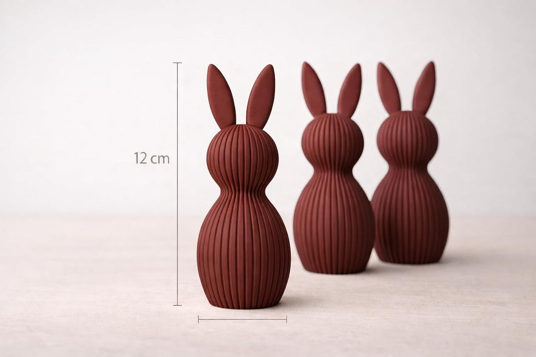 ALBA Hasen Deko 3er Set 12 cm – 3D Druck Deko Figuren im Skandinavischen Stil – Moderne Osterdeko Mi