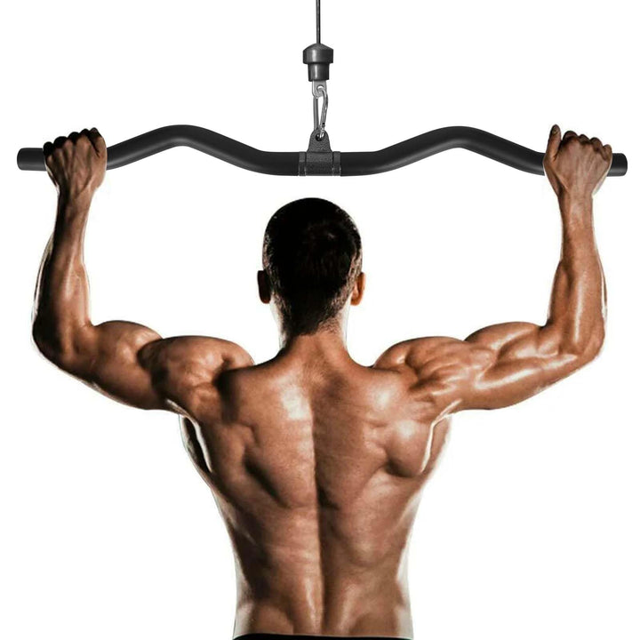 Latzugstange 80 cm, Bizeps Stange Schwarz, Trizeps Stange, Zugstange Fitness mit Drehgelenk für Zuha