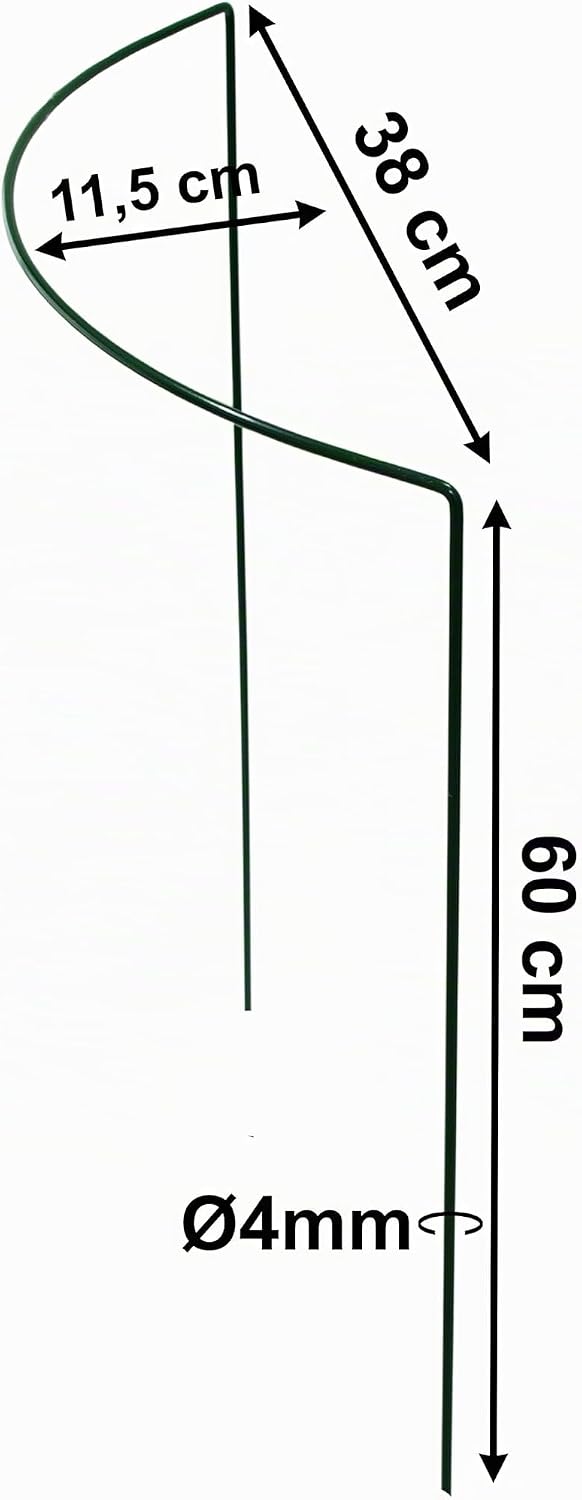 20 STÜCK Pflanzenstütze halbrund - Ø 38 cm - 60 cm hoch - aus 4mm kunststoffummantelten Draht - Für