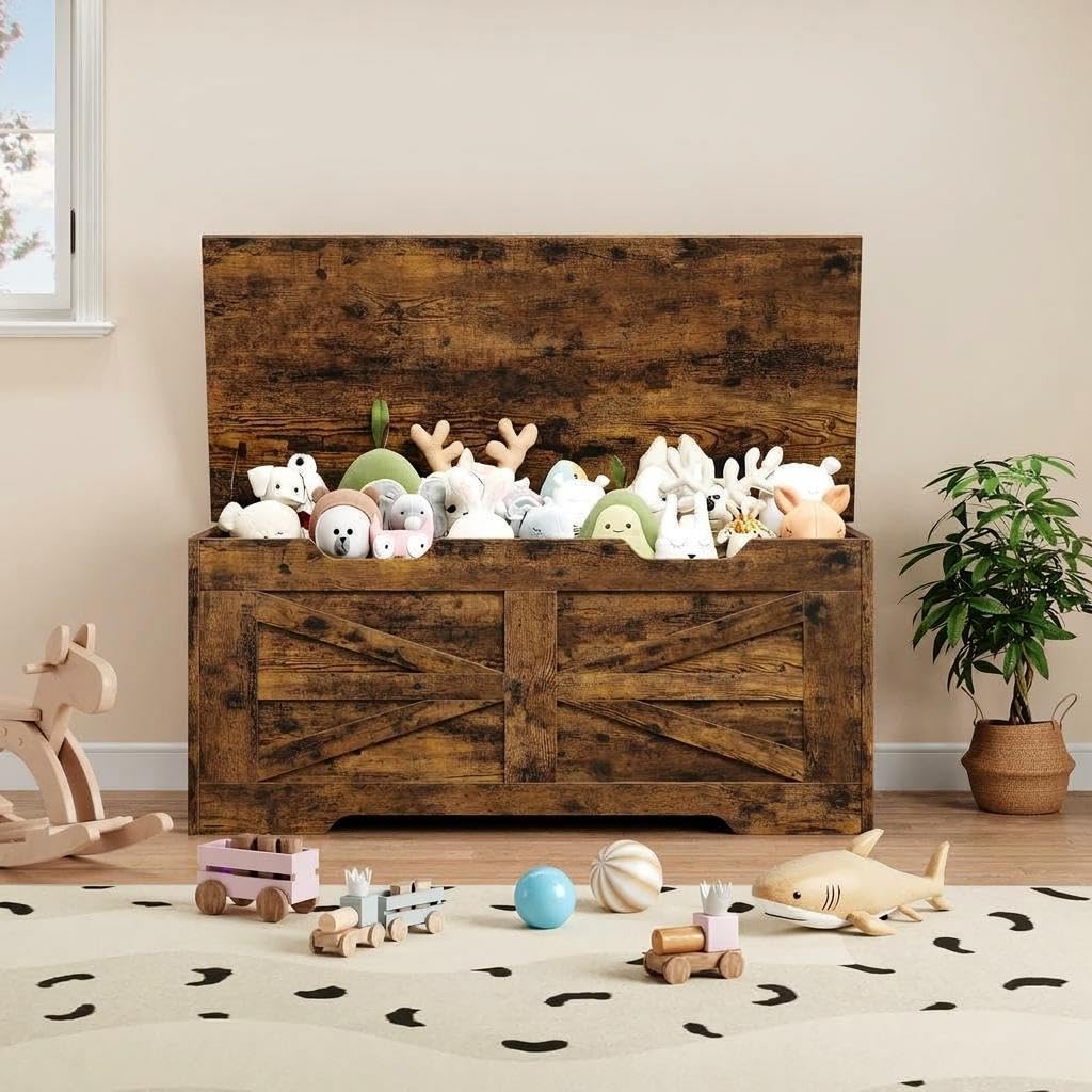 Aufbewahrungskiste, 39,4" Grosse Spielzeugkiste, Spielzeugkiste Aus Holz Für Jungen Und Mädchen Mit