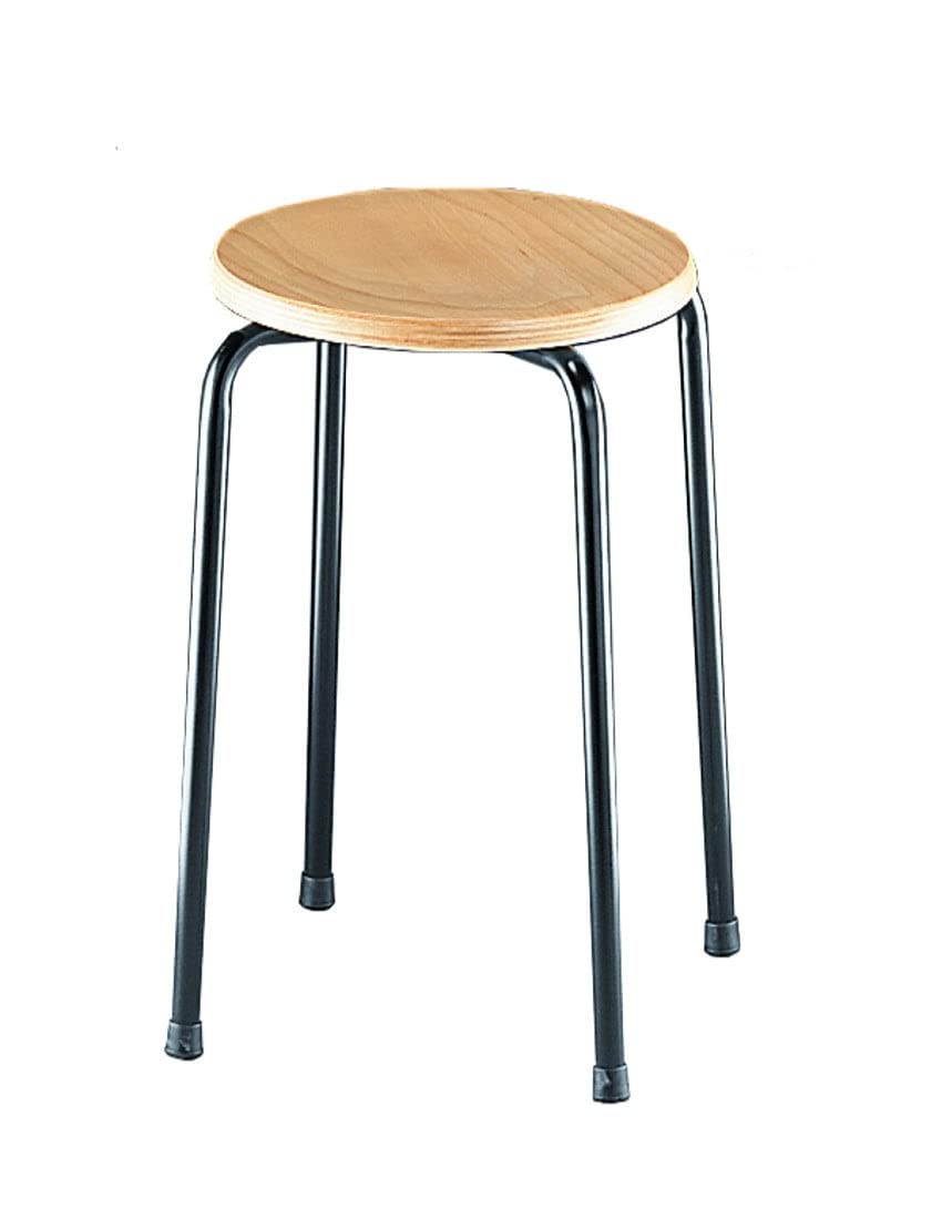 Lotz Stapel-Hocker Modell 3258 - Sitzhöhe 58 cm, Gestell schwarz, Sitz Buche, von Lotz