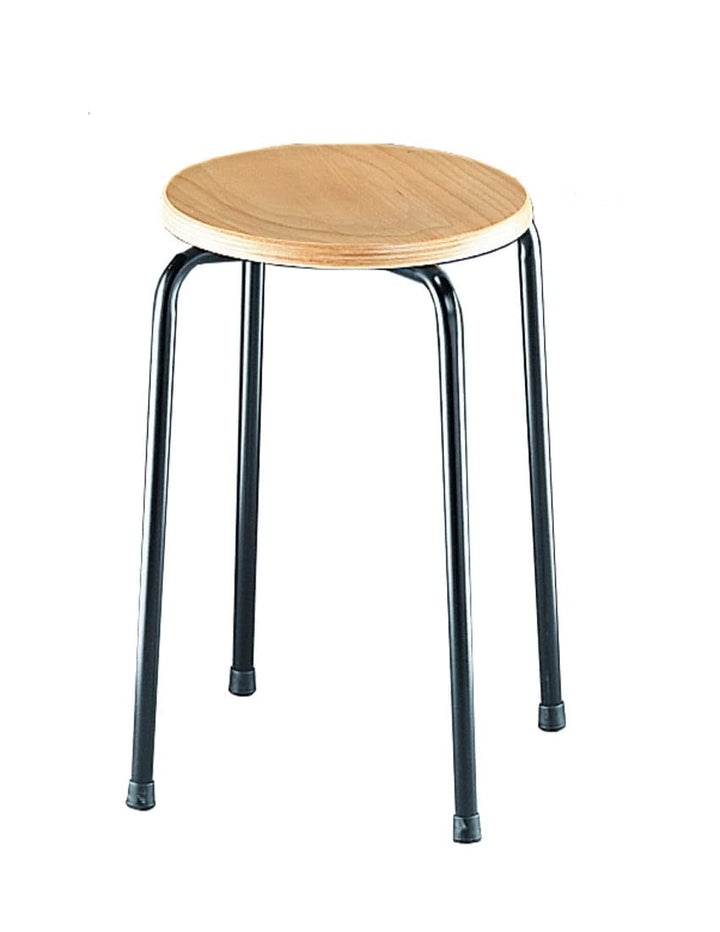 Lotz Stapel-Hocker Modell 3258 - Sitzhöhe 58 cm, Gestell schwarz, Sitz Buche, von Lotz