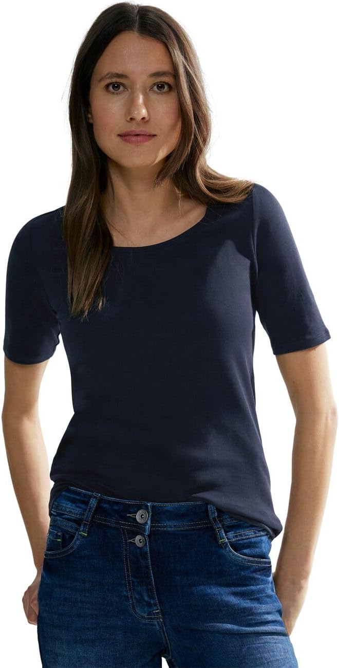 Cecil Damen Style Lena Basic T-Shirt Baumwolle S Universal Blue, S Universal Blue