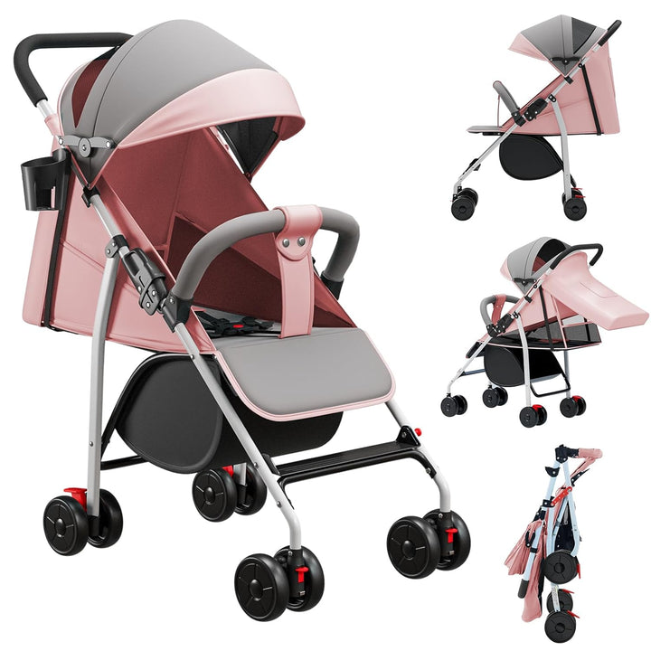 Kinderbuggy, Kinderwagen mit Sonnenschirm, Kinderwagen Zusammenklappbar, Buggy mit Liegefunktion, Ka