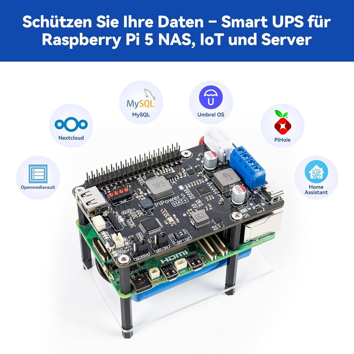 SunFounder Raspberry Pi 4 UPS Stromversorgung, Acrylgehäuse, Schutz des Raspberry Pi und der Daten,