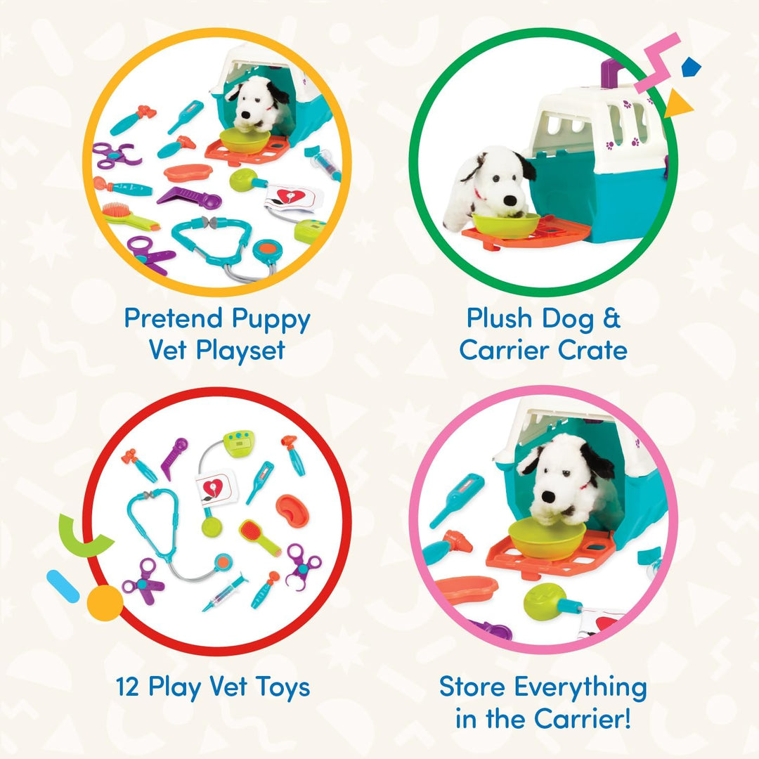 Battat BT2538Z – Tierarztkoffer mit Dalmatiner –Tierarzt Hundekäfig Spielzeug mit Transportkäfig und