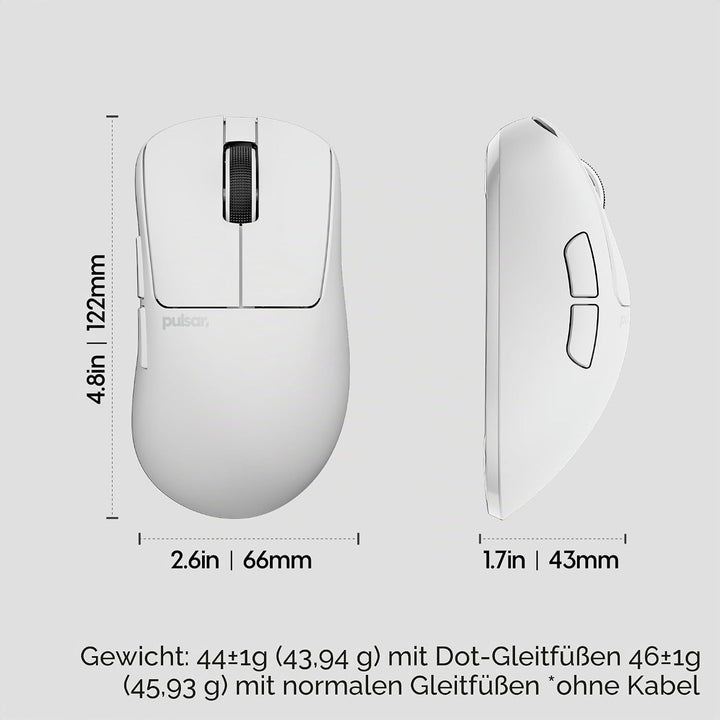 Pulsar Gaming Gears Xlite Crazylight Kabellose Gaming-Maus, Ultraleicht, 44 g, optischer Schalter, 3
