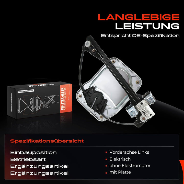 Frankberg Fensterheber Ohne Motor 4/5 Türen Vorne Links Kompatibel mit Fabia II 542 Fabia II Combi 5