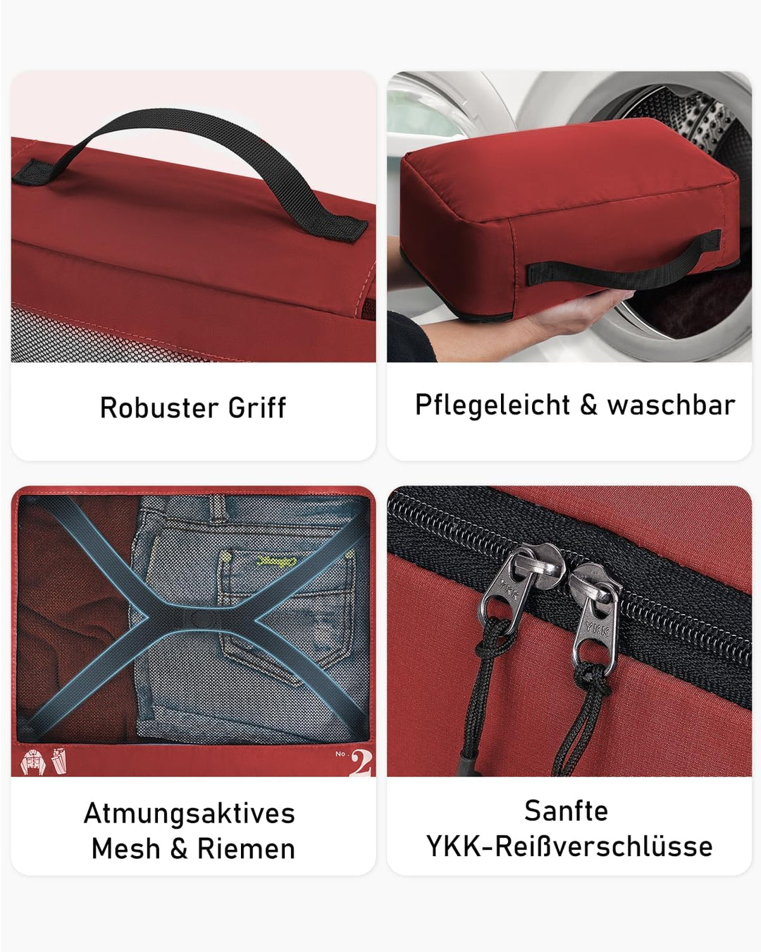 ECOHUB Packwürfel für Koffer, 7 Stück, Reise-Organizer, Verpackungstaschen, recyceltes PET, umweltfr