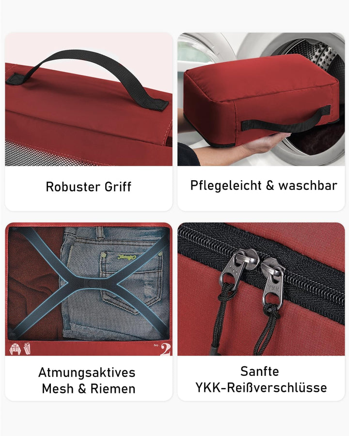 ECOHUB Packwürfel für Koffer, 7 Stück, Reise-Organizer, Verpackungstaschen, recyceltes PET, umweltfr