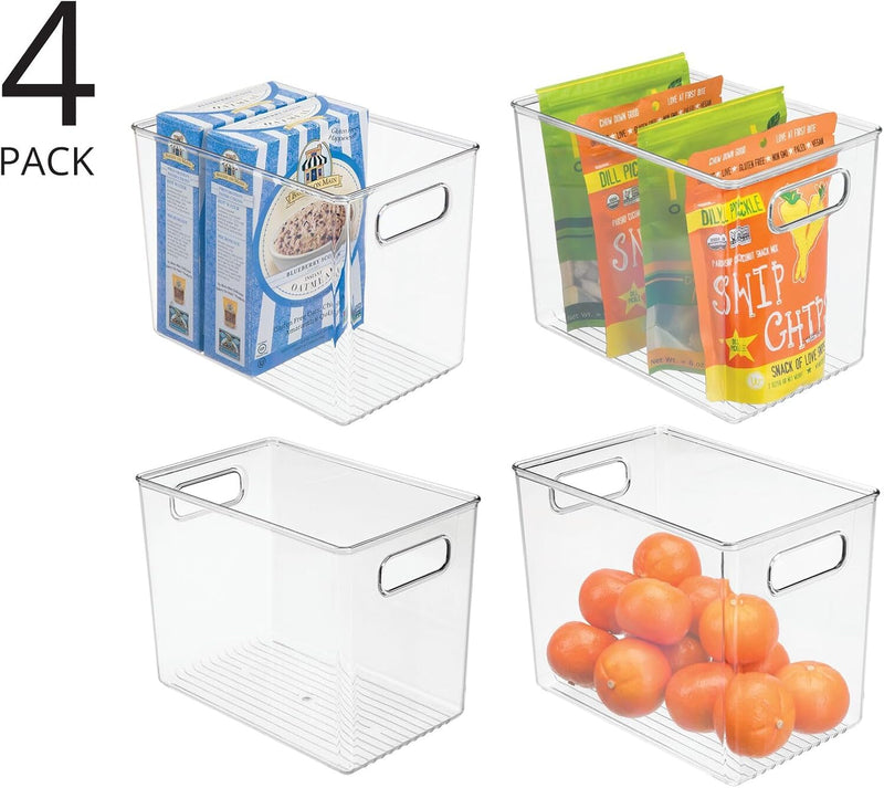 mDesign 4er-Set Aufbewahrungsbox mit Griffen – hohe Kühlschrankbox zur Lebensmittelaufbewahrung – Ab