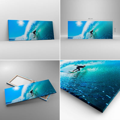 Panorama Bilder auf Leinwand 100x40cm Leinwandbild Windsurfing strand ozean spass Gross Wanddeko Bil