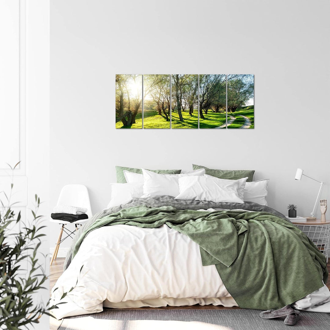 Runa Art Bild Wald Landschaft Wandbilder auf Vlies Leinwand 5 Teilig Wanddekoration Schlafzimmer Woh