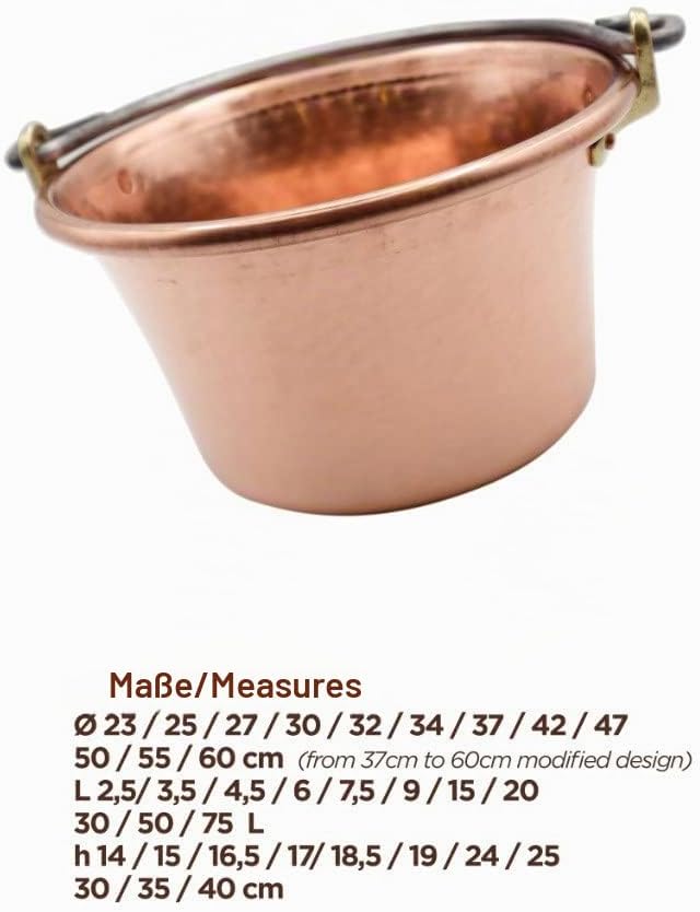 CREARTISTIC 100% Made in Italy – Kupferkessel für Polenta, Marmelade-27cm Durchmesser - Gewölbter Gr