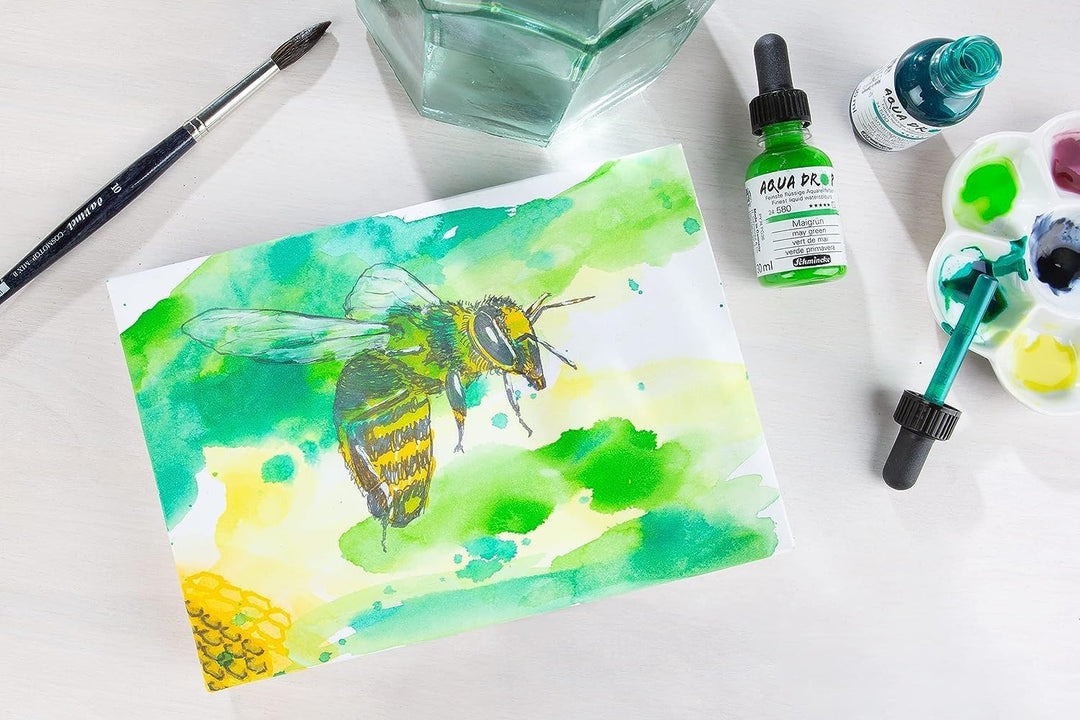 Schmincke - AQUA DROP, flüssige, hochlichtechte Aquarellfarbe, 8 x 30 ml Farben, 78 703 097, Set für