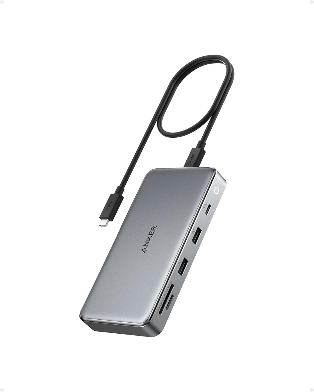 Anker 563 USB-C Hub 10-in-1 (Dual 4K HDMI, für MacBook) Dockingstation Zwei Monitore, mit max 100W P