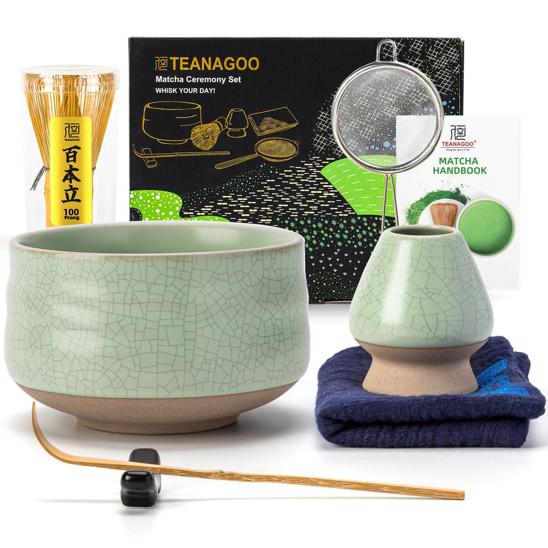 TEANAGOO Matcha Set| Matcha Besen|Matcha Tea Set | Matcha Schale| Matcha Whisk,Schaufel, Sieb, Match