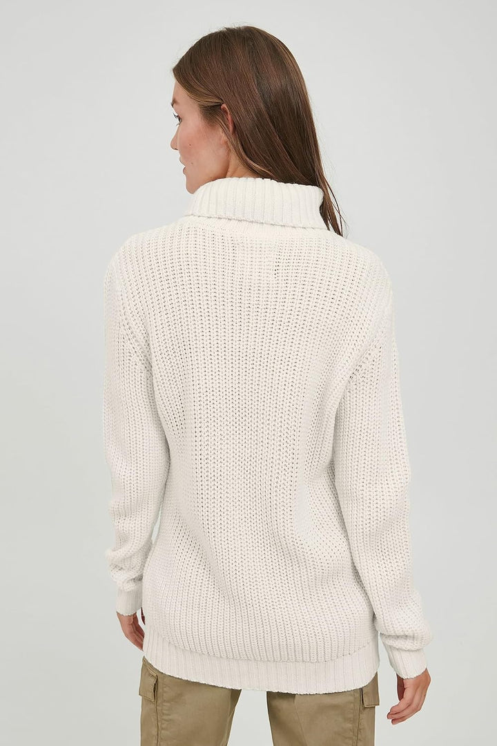 OXMO OXNanna Strickpullover Damen Grobstrickpullover Pullover mit Rollkragen Regular Fit, Cloud Danc