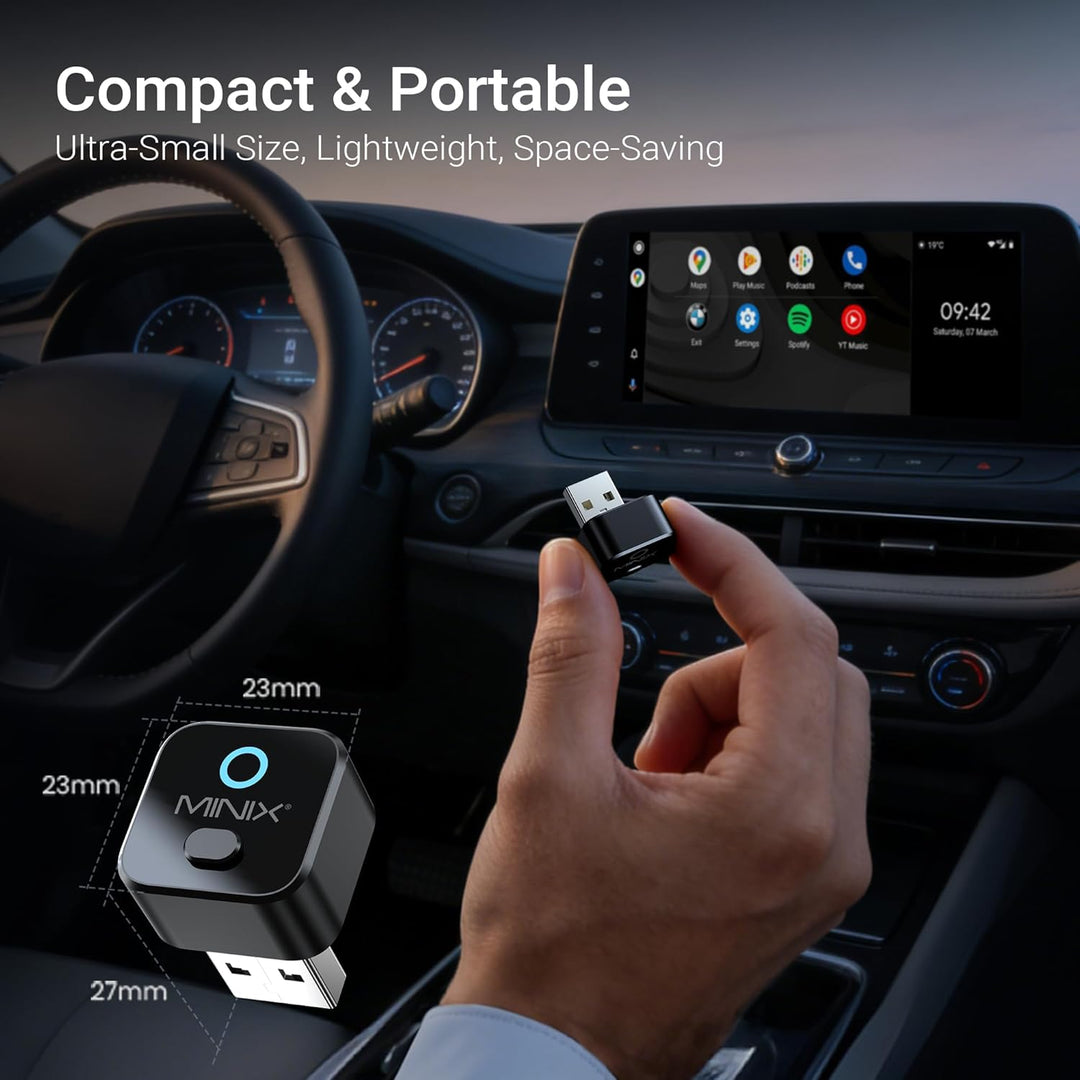 MINIX CA525 Wireless CarPlay Adapter 2-in-1 - CarPlay & Android Auto Kabellos, USB-A/USB-C Dongle Pl