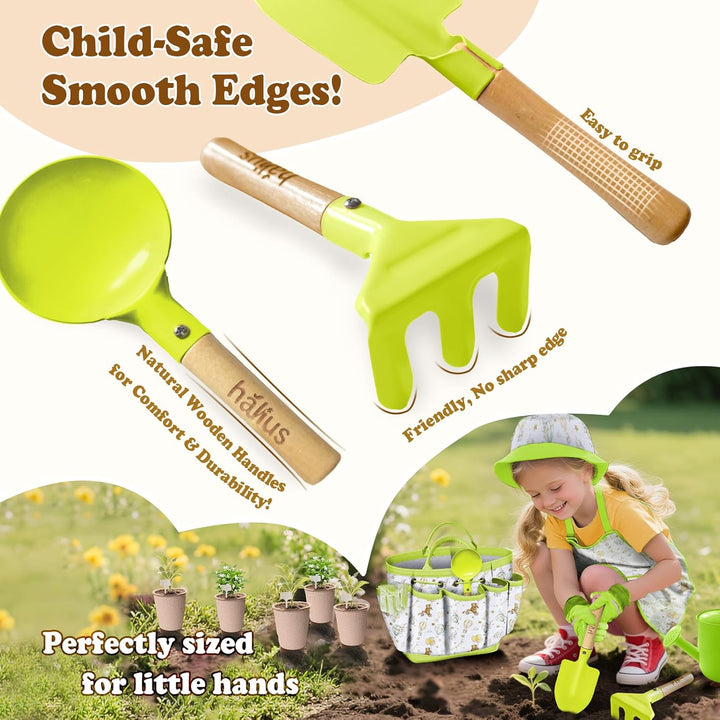 Kinder Gartengeräte Set 18-teilig - Gartenwerkzeug für Kinder inkl. Tragetasche, Giesskanne, Schürze