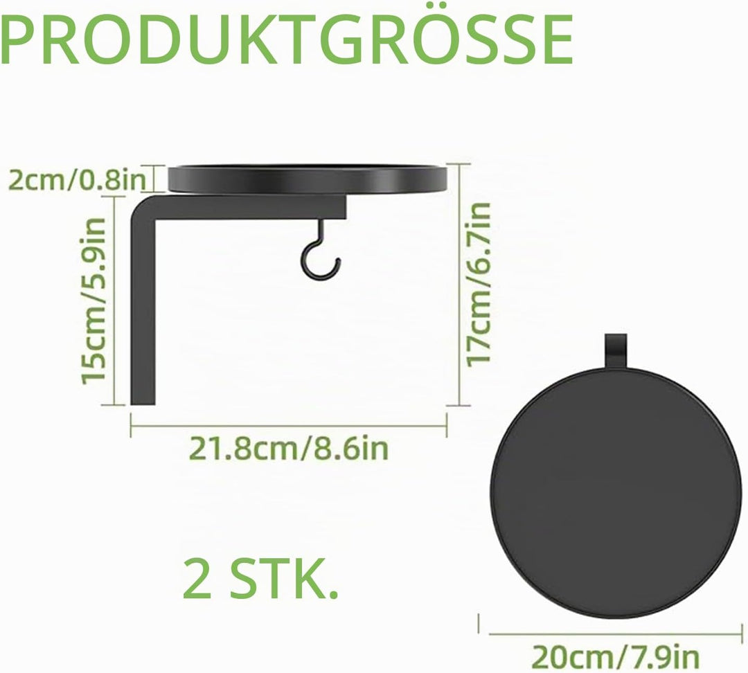 2 Stück Wandbehang Pflanzenständer Metall, 20 cm Pflanzenhalter Wand Metall mit Haken, Pflanzenregal