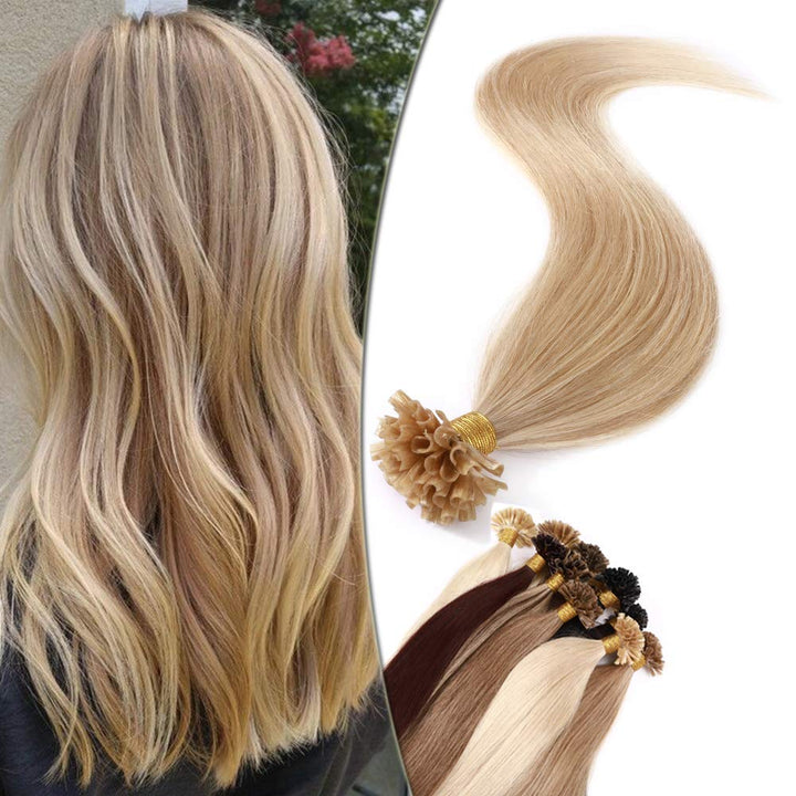 SEGO Extensions Echthaar Bondings Keratin U-Tip Remy Human Hair Haarverlängerung 50 Strähnen Mittelb