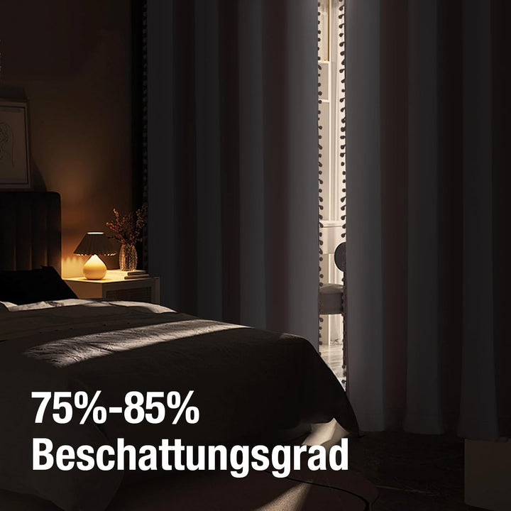 Treatmentex Blickdicht Vorhang mit Pompons Rosa Vorhang mit Ösen Landhausstil Wärmeisoliert Thermovo